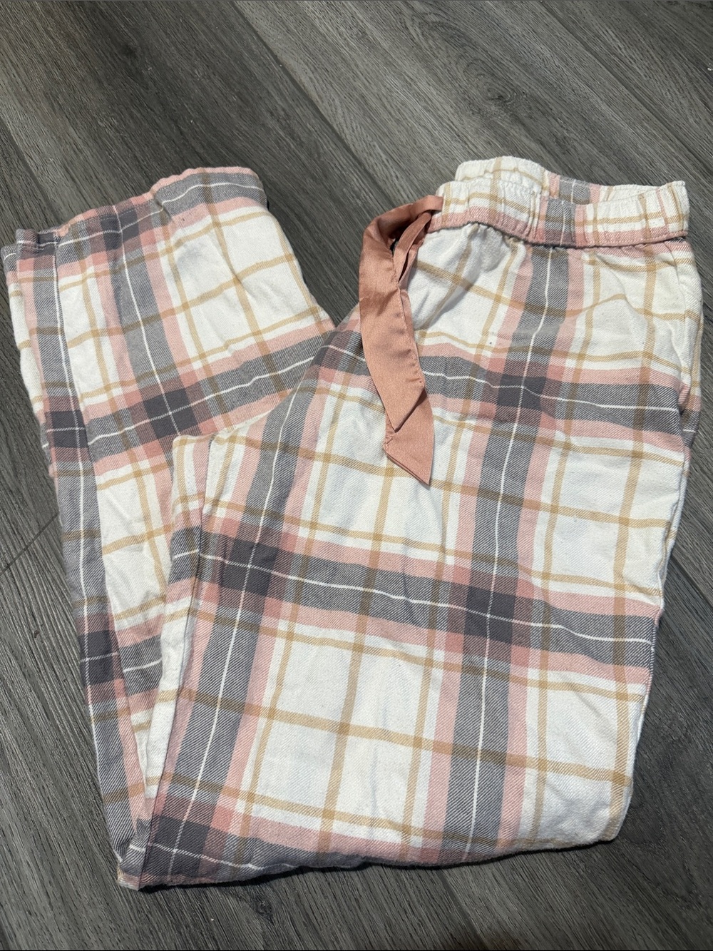 Hollister Plaid Joggers - Pink, Gray & Cream